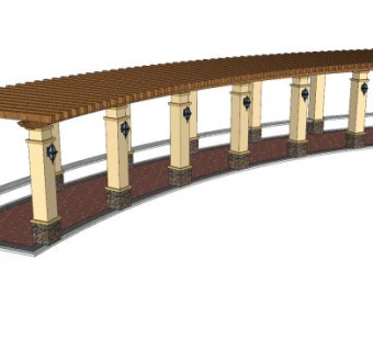 欧式长廊走道SU模型下载_sketchup草图大师SKP模型