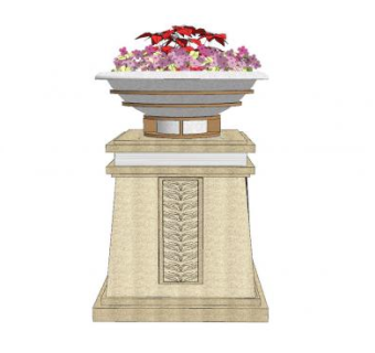 欧式简约花钵SU模型下载_sketchup草图大师SKP模型