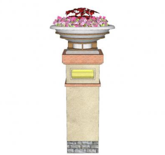 欧式花钵设计SU模型下载_sketchup草图大师SKP模型