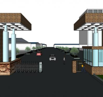 小区电动门su模型下载_sketchup草图大师SKP模型