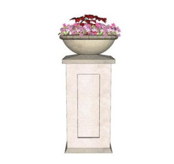 欧式装饰花钵柱SU模型下载_sketchup草图大师SKP模型