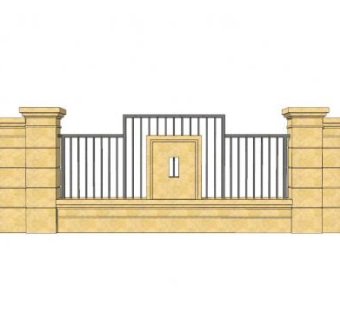现代围墙护栏SU模型下载_sketchup草图大师SKP模型