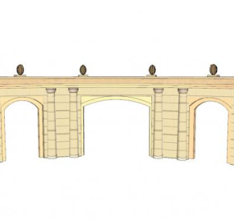 欧式景观墙拱门SU模型下载_sketchup草图大师SKP模型