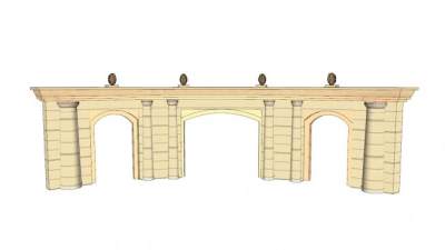 欧式景观墙拱门SU模型下载_sketchup草图大师SKP模型