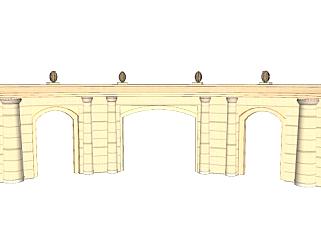 欧式景观墙拱门SU模型下载_sketchup草图大师SKP模型