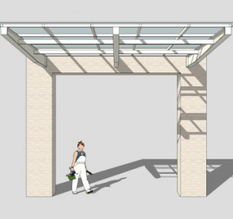 办公楼入口雨棚su模型下载_sketchup草图大师SKP模型