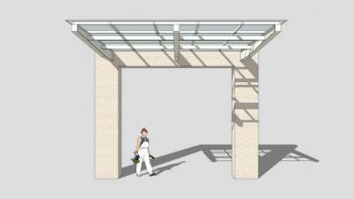 办公楼入口雨棚su模型下载_sketchup草图大师SKP模型