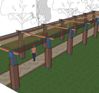 现代公园走廊SU模型下载_sketchup草图大师SKP模型