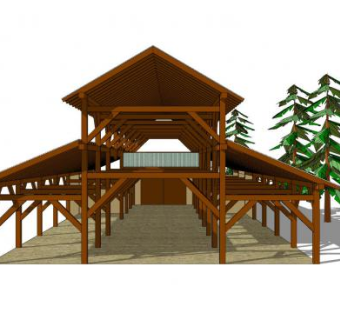 现代实木长廊SU模型下载_sketchup草图大师SKP模型