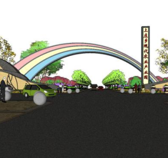 现代农业产业园大门SU模型下载_sketchup草图大师SKP模型