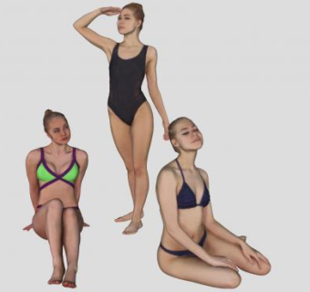 比基尼美女姿态SU模型下载_sketchup草图大师SKP模型