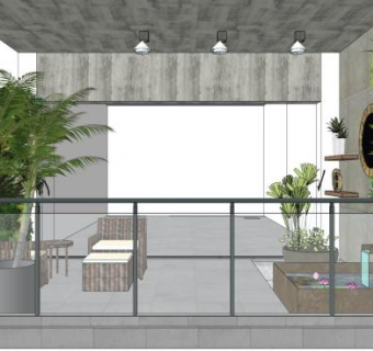 家庭阳台su模型下载_sketchup草图大师SKP模型