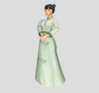 古代女子人物SU模型下载_sketchup草图大师SKP模型