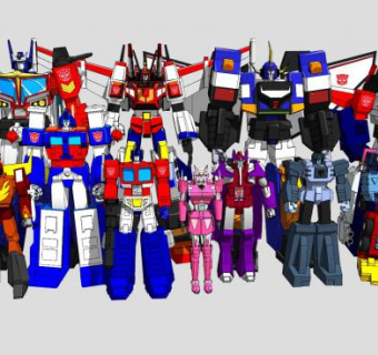 擎天柱机器人集合SU模型下载_sketchup草图大师SKP模型