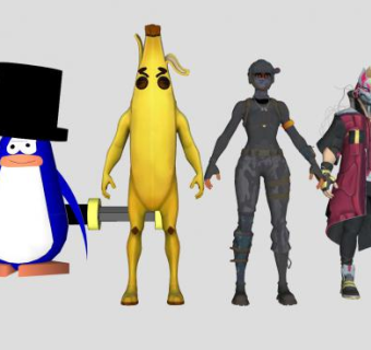卡通人物香蕉人怪物企鹅SU模型下载_sketchup草图大师SKP模型