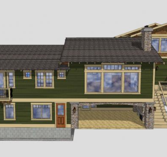 美式乡村别墅外观SU模型下载_sketchup草图大师SKP模型