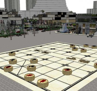 象棋主题公园SU模型下载_sketchup草图大师SKP模型