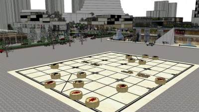 象棋主题公园SU模型下载_sketchup草图大师SKP模型