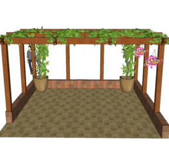 现代廊架葡萄架SU模型下载_sketchup草图大师SKP模型