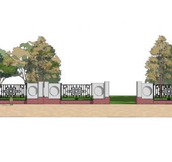 欧式围墙护栏设计SU模型下载_sketchup草图大师SKP模型