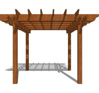 现代木藤架SU模型下载_sketchup草图大师SKP模型