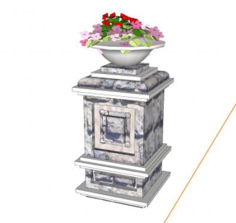 欧式石材花钵SU模型下载_sketchup草图大师SKP模型