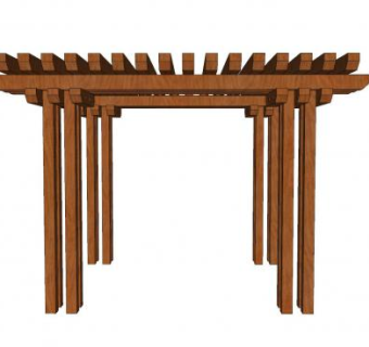 现代方形木廊架SU模型下载_sketchup草图大师SKP模型