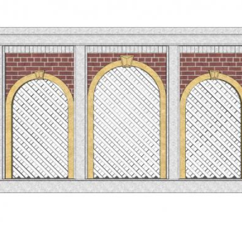 简欧景观墙设计SU模型下载_sketchup草图大师SKP模型