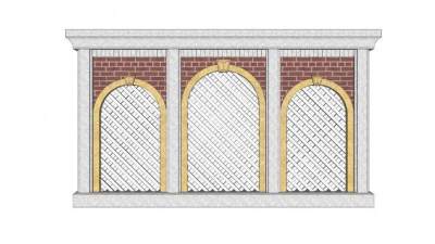 简欧景观墙设计SU模型下载_sketchup草图大师SKP模型