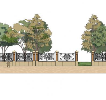 欧式围墙铁艺护栏SU模型下载_sketchup草图大师SKP模型