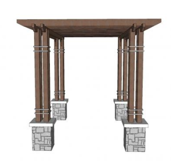 现代简约石柱廊架SU模型下载_sketchup草图大师SKP模型