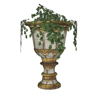 欧式古典花钵SU模型下载_sketchup草图大师SKP模型