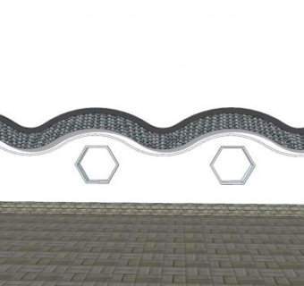 中式波浪窗花景墙SU模型下载_sketchup草图大师SKP模型
