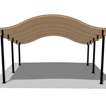 现代长廊设计SU模型下载_sketchup草图大师SKP模型