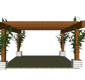 现代盆栽廊架SU模型下载_sketchup草图大师SKP模型