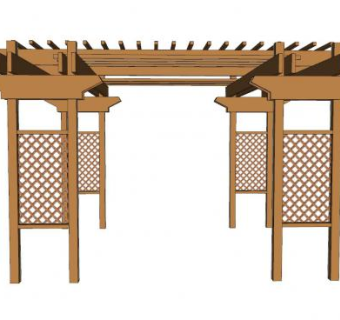 中式园林廊架SU模型下载_sketchup草图大师SKP模型