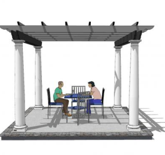 欧式廊架设计SU模型下载_sketchup草图大师SKP模型