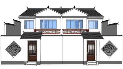 农村自建别墅su模型下载_sketchup草图大师SKP模型