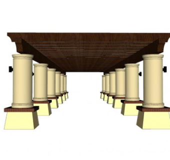 欧式石柱长廊SU模型下载_sketchup草图大师SKP模型