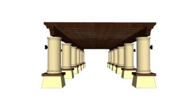 欧式石柱长廊SU模型下载_sketchup草图大师SKP模型