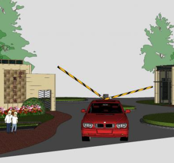 新古典广场大门SU模型下载_sketchup草图大师SKP模型