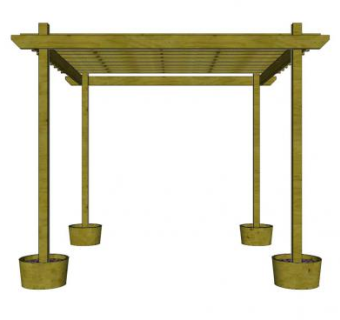 现代木制廊架SU模型下载_sketchup草图大师SKP模型