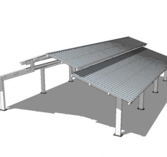 现代凉亭长廊SU模型下载_sketchup草图大师SKP模型