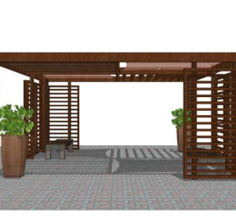 现代休闲廊架设计SU模型下载_sketchup草图大师SKP模型