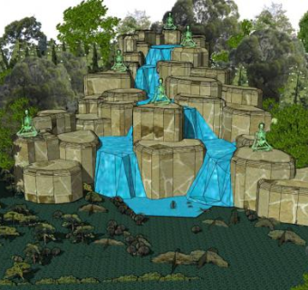 瀑布流水su模型下载_sketchup草图大师SKP模型