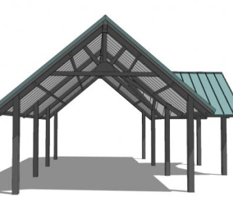 现代三角顶长廊SU模型下载_sketchup草图大师SKP模型