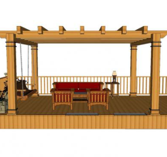 现代休闲秋千廊架SU模型下载_sketchup草图大师SKP模型