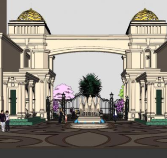 欧式古典雕塑大门SU模型下载_sketchup草图大师SKP模型