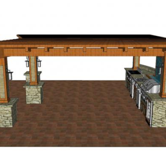 欧式廊架户外厨房sketchup模型下载_sketchup草图大师SKP模型