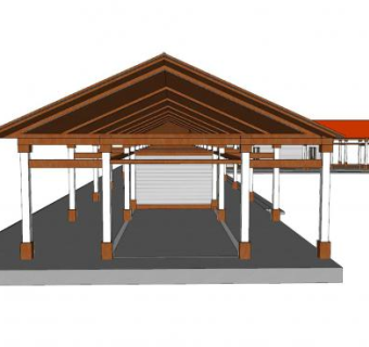 现代三角顶转角长廊SU模型下载_sketchup草图大师SKP模型